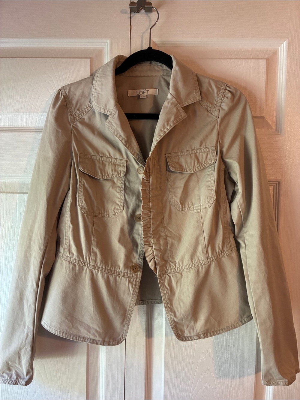 LOFT Beige Utility Jacket with Flap Pockets